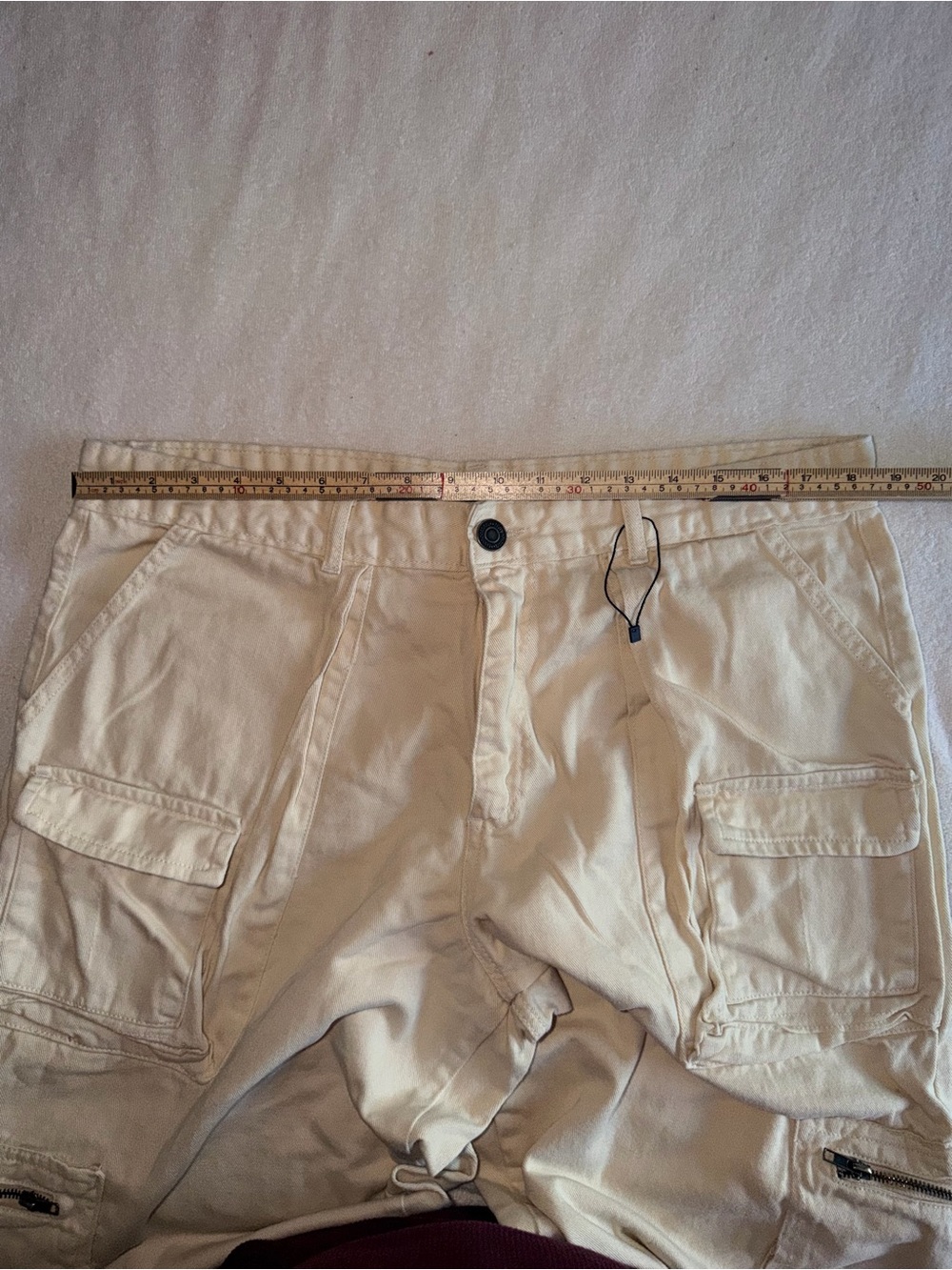 Boohooman Cream Utility Cargo Pants - Picture 10 of 11